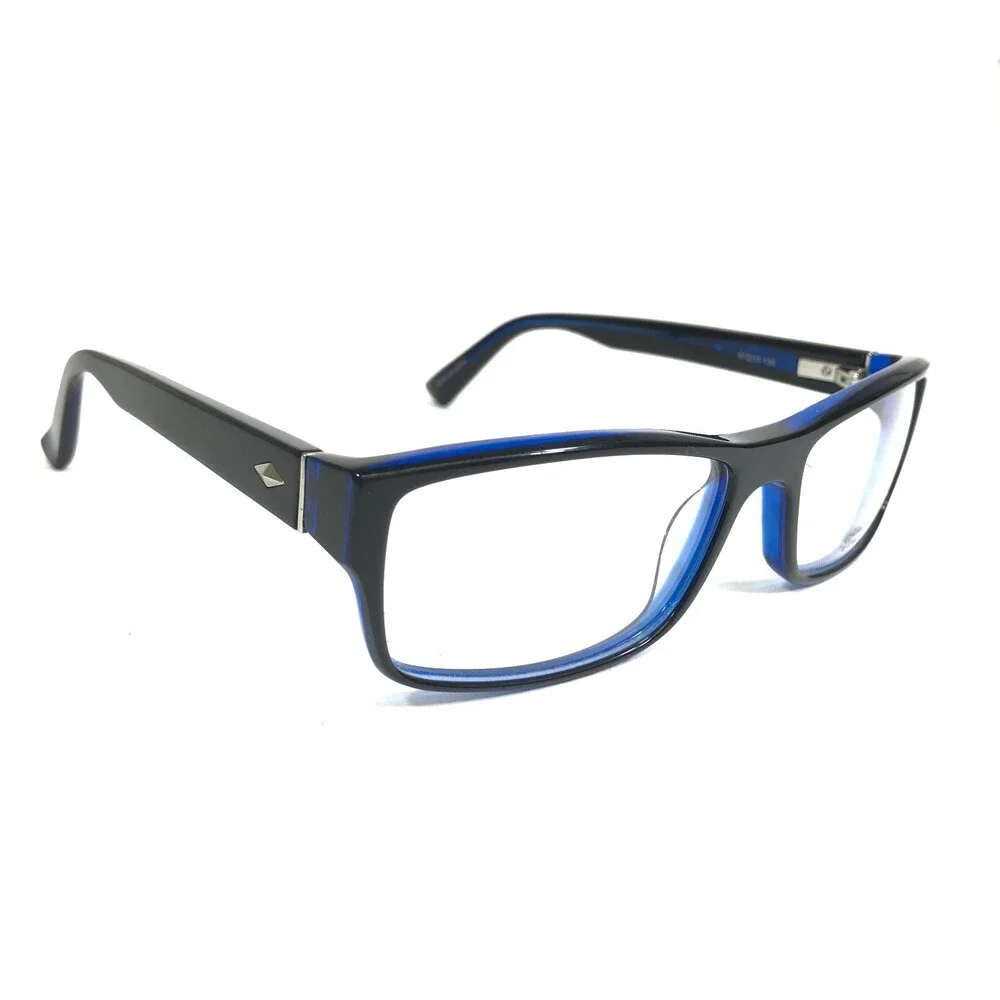 Sama Eyeglasses Frames Strada BLK/DENIM Black Clear Blue Full Rim 57-17-135